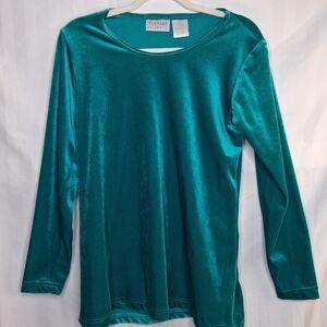 Maternity Top Dividends Green Velvet Holiday Party Size S